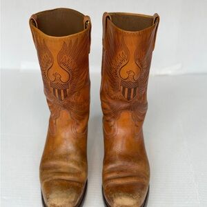 Men's 11-Acme Boot Co. Western Eagle Embossed Leather Boots